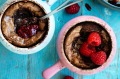 Rachel Khoo's chocolate brownie pots with raspberry compote.