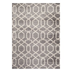 World Rug Gallery - Contemporary Trellis Area Rug, Grey, 94"x120" - Area Rugs