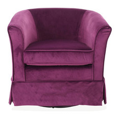 GDFStudio - Rischa Fushsia New Velvet Swivel Chair With Loose Cover - Armchairs And Accent Chairs