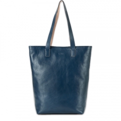 Leather Shopper -Blue steel 