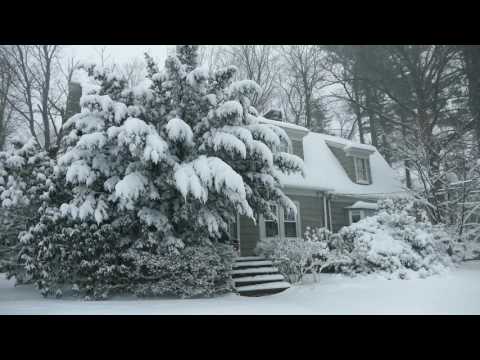 Winter Cabin in a Snowstorm | Falling Snow & Heavy Winds Blowing