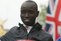 The London Marathon's top three Daniel Wanjiru, centre, Kenenisa Bekele, left, and Bedan Karoki.