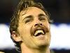 Joe Daniher  of the Bombers reacts after kicking a goal during the Round 6 AFL match between the Essendon Bombers and the Melbourne Demons at Etihad Stadium in Melbourne, Sunday, April 30, 2017. (AAP Image/Julian Smith) NO ARCHIVING, EDITORIAL USE ONLY