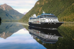 You can drink in the New Zealand scenery from aboard the Azamara.