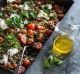 Green lentils with cherry tomatoes and marinated feta.