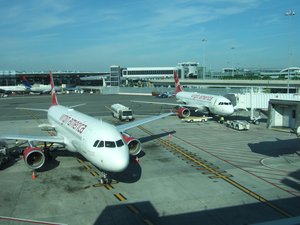 Virgin America airplane exterior, John F. Kennedy International Airport in NYC