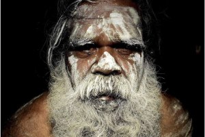 Proud Kaurna man Stephen Gadlabarti Goldsmith in traditional face paint (Supplied: Trentino Prior)