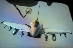 File - A U.S. Air Force KC-10 Extender refuels a British aircraft during a sortie to support Combined Joint Task Force Operation Inherent Resolve over Iraq, March 22, 2017. Extenders have provided fuel to coalition aircraft to weaken and destroy the Islamic State in Iraq and Syria.