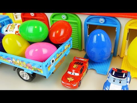 Truck car toy Surprise eggs and Cars and Robocar poli toys play