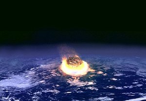 File - Illustration of an asteroid impact event with planet Earth