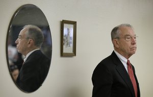 Senate Judiciary Committee Chairman Sen. Chuck Grassley, R-Iowa speaks during a town hall meeting at the Ocheyedan Senior Center, Monday, March 28, 2016, in Ocheyedan, Iowa.