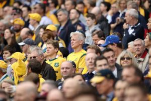 Tough times: Wallabies fans watch on during the loss to Scotland.
