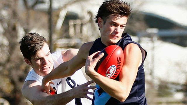  Patrick Naish in action during the Under-18 Championships match between Vic Metro and Vic Country at Punt Road Oval on ...