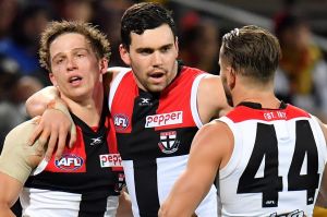 Paddy McCartin (centre) has had another knock to the head in the VFL.