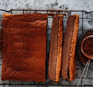 Magic: Adam Liaw's bitter caramel and cocoa custard layer cake.