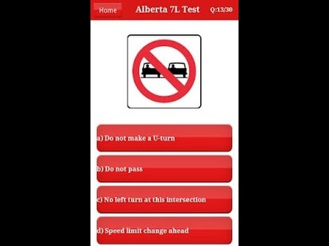 alberta canada driver learner's practice exam and test pass 100% gautanteed