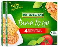 2 x John West Tuna To Go Snack Packs Tomato Basil 4pk 61g