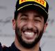 Daniel Ricciardo on the podium for Red Bull Racing after winning the Azerbaijan Formula One Grand Prix at Baku City ...