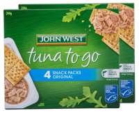 2 x John West Tuna To Go Snack Packs Original 244g 4pk