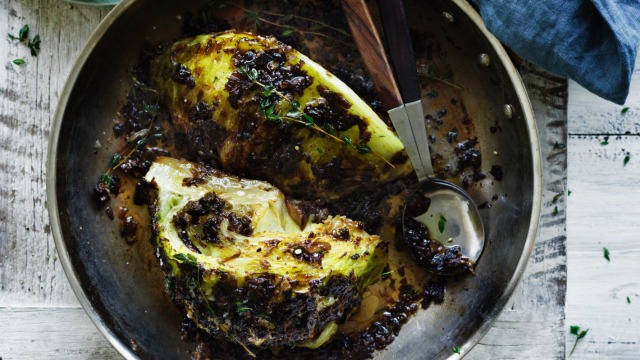 Roast cabbage with porcini and caramelised onion butter by Adam Liaw?