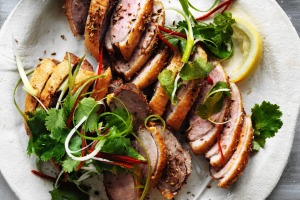 Kylie Kwong's spicy salt duck breasts with lemon.