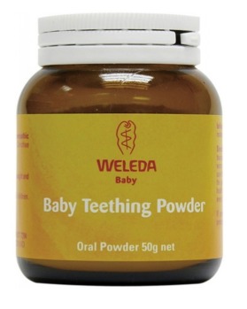 Weleda's Baby Teething Powder is all natural, containing chamomilla root and conchae to help soothe irritation and ...