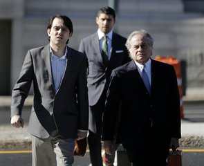 Former Turing Pharmaceuticals CEO Martin Shkreli, left, arrives to federal court with his attorney Benjamin Brafman in New York, Monday, June 26, 2017.