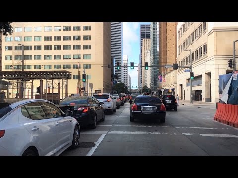 Driving Downtown - Business District - Houston Texas USA