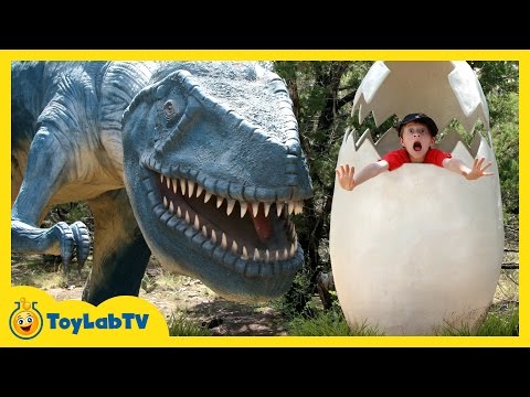 GIANT LIFE SIZE DINOSAURS IRL! Dinosaur World Park, Family Fun Activities, Kids Toys & Surprise Eggs