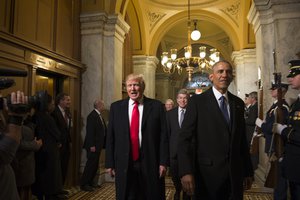 President-elect Donald J. Trump arrives with U.S. President Barack Obama at the Capitol for the 58th Presidential Inauguration in Washington, D.C., Jan. 20, 2017.