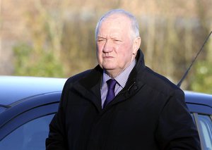 FILE - In this March 10, 2015 file photo, Hillsborough match police commander David Duckenfield arrives at the Hillsborough Inquest in Warrington, England. British prosecutors on Wednesday June 28, 2017