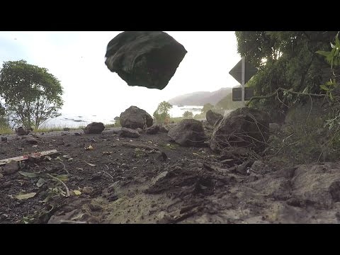 Landslide and rockfall during Kaikoura Earthquake aftershock