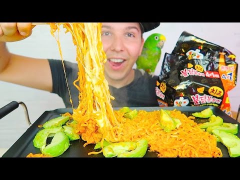 SUPER SPICY CHEESY RAMEN NOODLES • Mukbang & Recipe