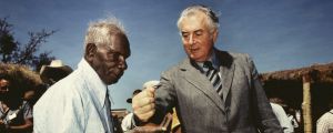 Bishop's 1975 photo of Vincent Lingiari and then prime minister Gough Whitlam.