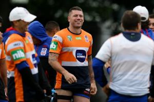 Second chance: Shaun Kenny-Dowall joins the Newcastle Knights at a training session on Wednesday.