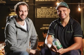 Adelaide Hills Distillery’s Sacha La Forgia and Something Wild’s Daniel Motlop.
