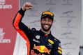 Daniel Ricciardo on the podium for Red Bull Racing after winning the Azerbaijan Formula One Grand Prix at Baku City ...