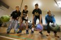 Budding NBA basketballer Jonah Bolden (second from right) has spent time playing in Serbia recently. 