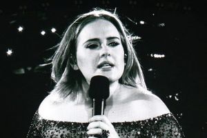 Adele performing at Etihad Stadium.