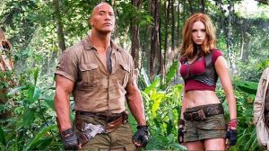 Kevin Hart, Dwayne 'The Rock' Johnson, Karen Gillan and Jack Black in the new Jumanji sequel.