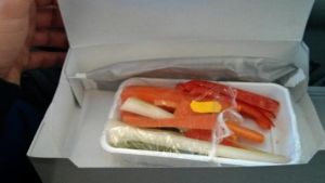 The vegetarian meal a passenger was served on Aegean Airlines.
