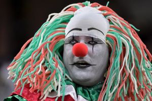 A fan of Mexico waits for the team's international friendly soccer match against Ghana, Wednesday, June 28, 2017, in ...