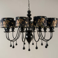  - Amoret 10 Light Glossy Black Chandelier with Shade Options - Chandeliers