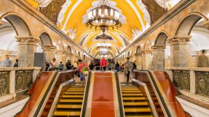 Komsomolskaya subway station in Moscow.