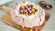 Easter chocolate pavlova nest.