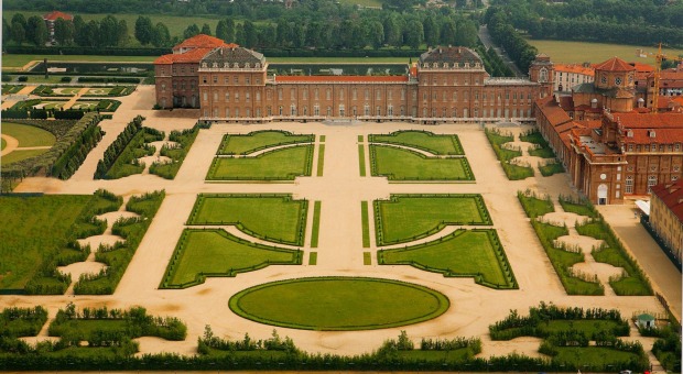 The manicured grounds at the Palace of Venaria, a former royal hunting lodge. 