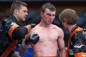 Rough afternoon: Jeff Horn wore a series of blows from Manny Pacquiao.