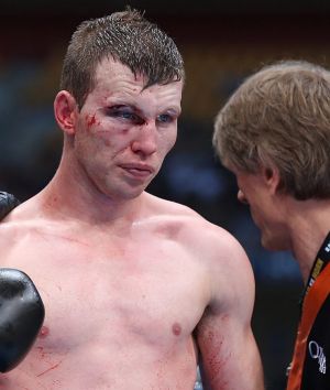 Rough afternoon: Jeff Horn wore a series of blows from Manny Pacquiao.