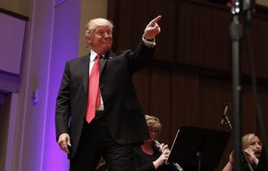 President Donald Trump arrives to speak during the Celebrate Freedom event at the Kennedy Center for the Performing Arts in Washington, Saturday, July 1, 2017.