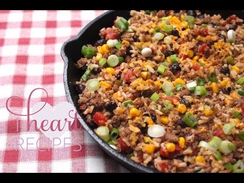 Tex Mex Ground Beef Skillet- I Heart Recipes